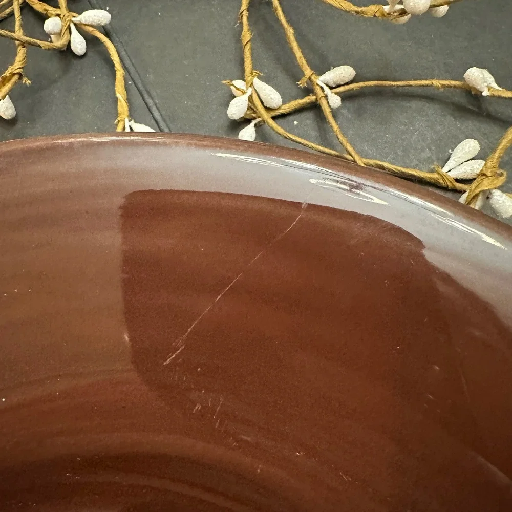 Pottery Barn SAUSALITO Chocolate Brown 10 inch  Salad Plates 2 Piece Ceramic
